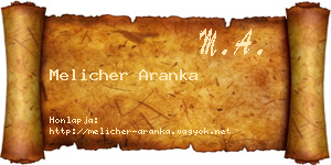 Melicher Aranka névjegykártya
